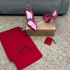 SOLD! Christian Louboutin Hot Chick, Confettis Pink Leather Pointed Toe Heel